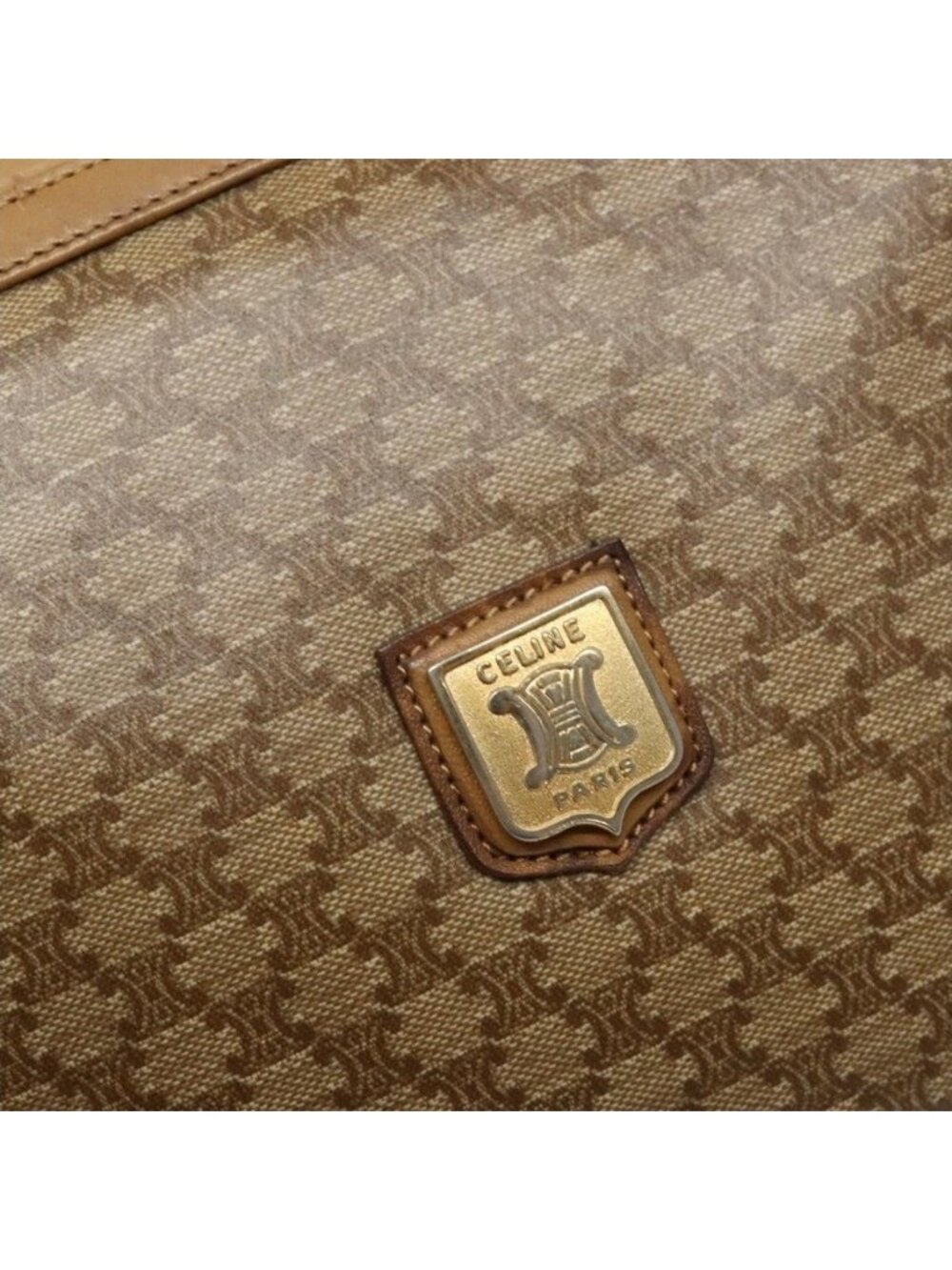 Authentic CELINE Macadam Canvas Shoulder Bag Beige Gold - Picture 6 of 16